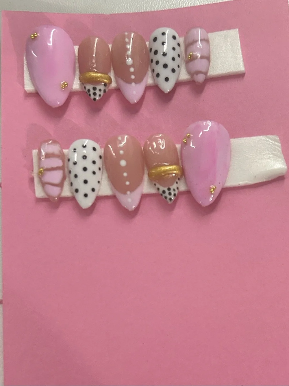 Cute Pink Polka Dot Press-On Nail Set